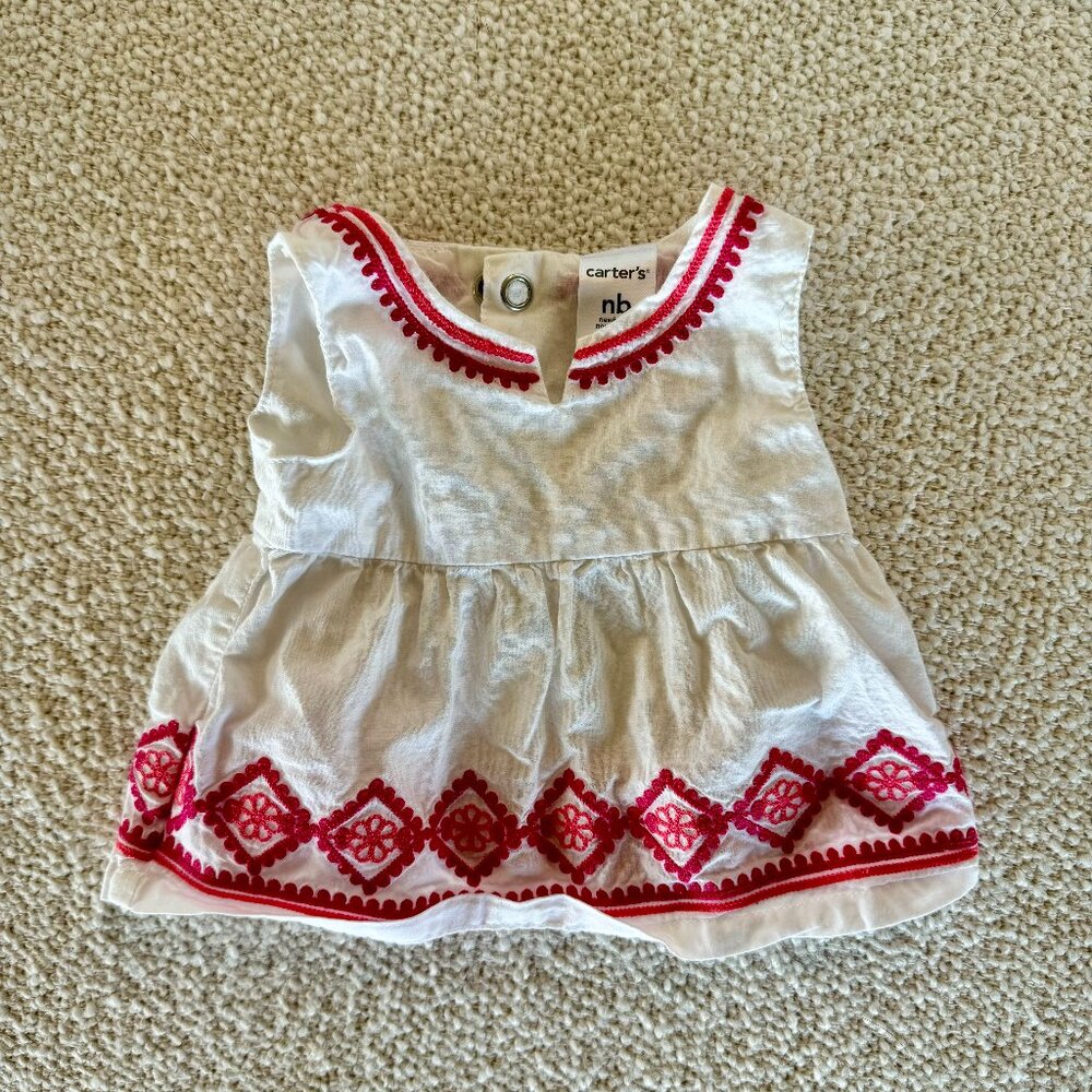 Carter's Newborn Pink Embroidered Baby Girl Dress